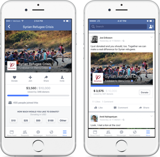 You can donate money to Nonprofits on Facebook now