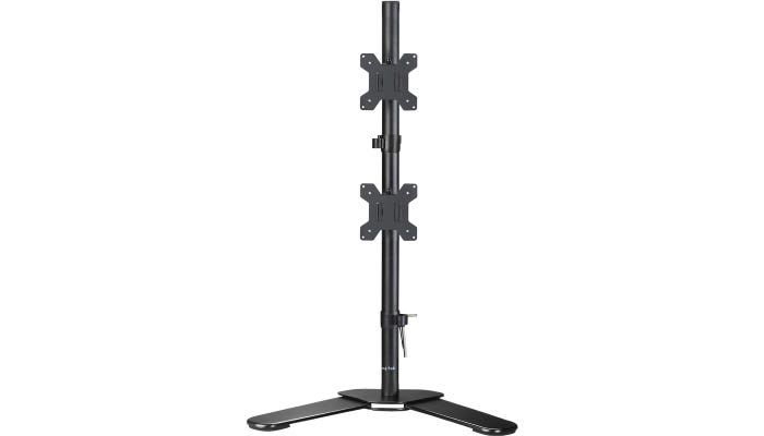 verical gray dual monitor stand