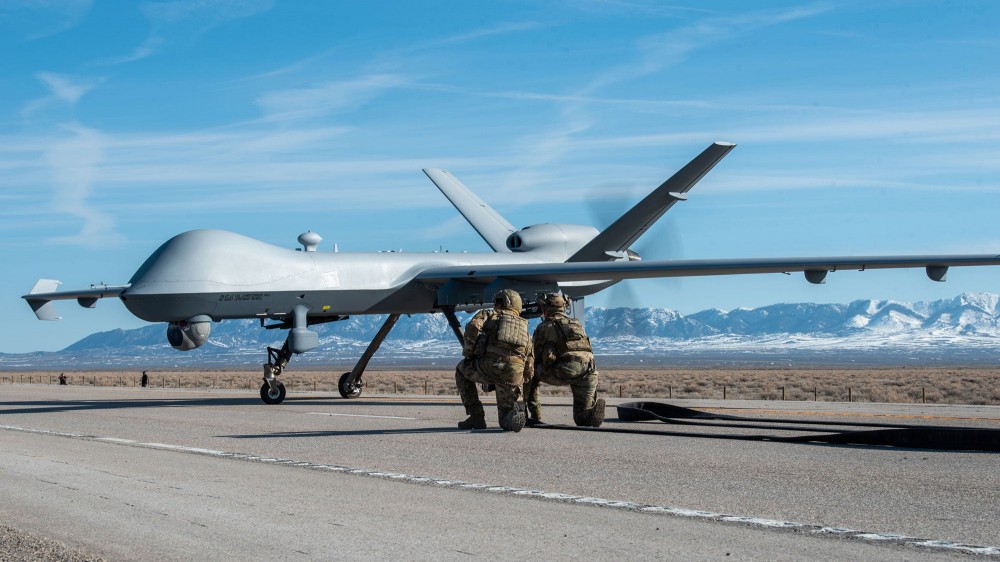 Watch a giant military drone land on a Wyoming highway